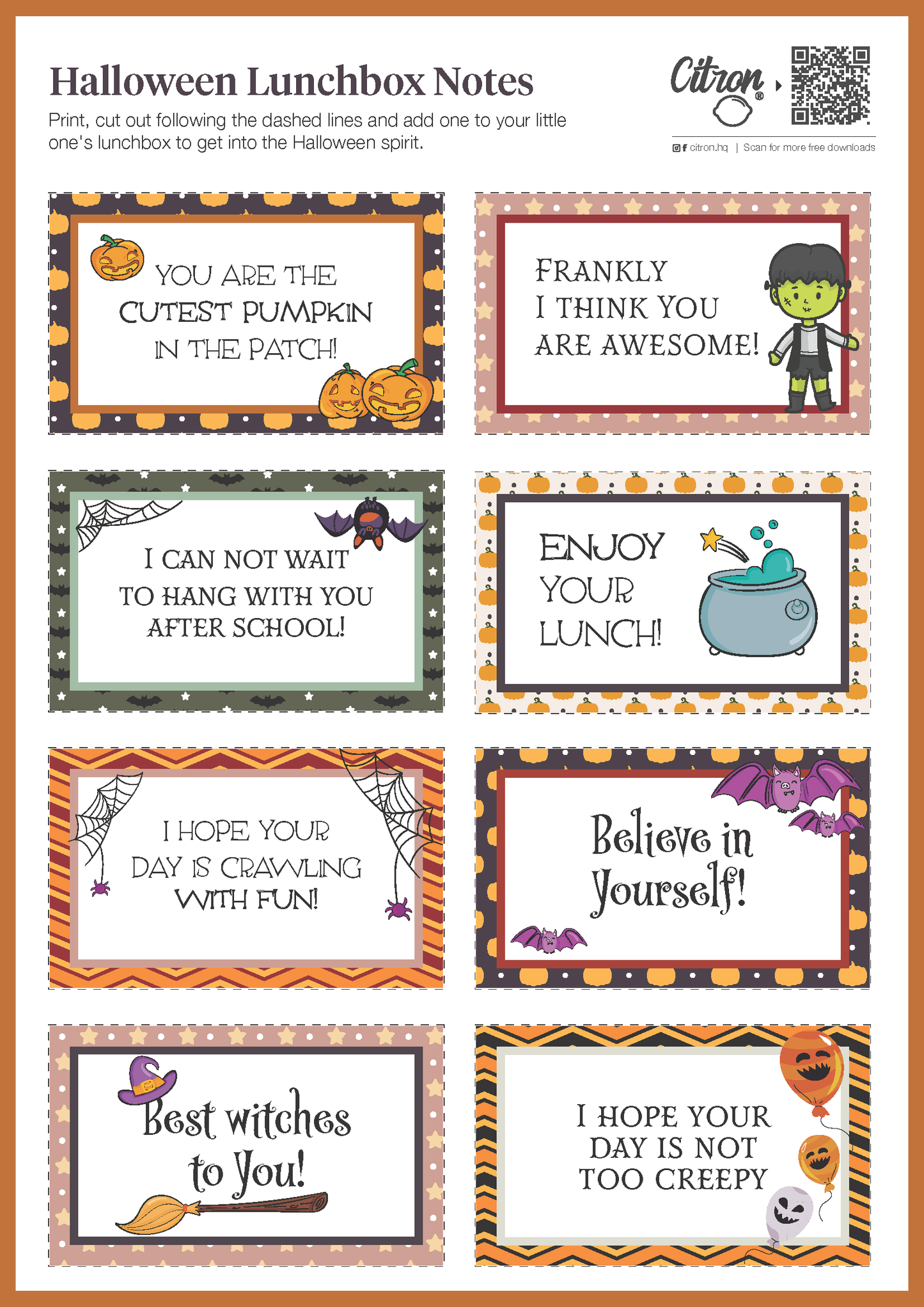 Halloween Lunchbox Notes - Free Download