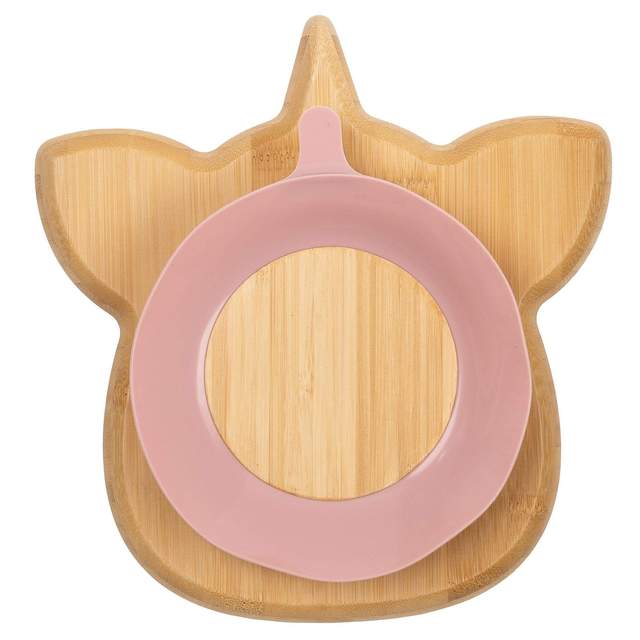Citron Australia - Unicorn Bamboo Plate with Blush Pink Suction and Spoon