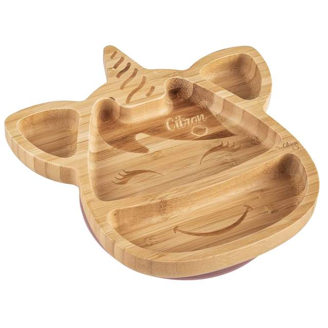 Citron Australia - Unicorn Bamboo Plate with Blush Pink Suction and Spoon