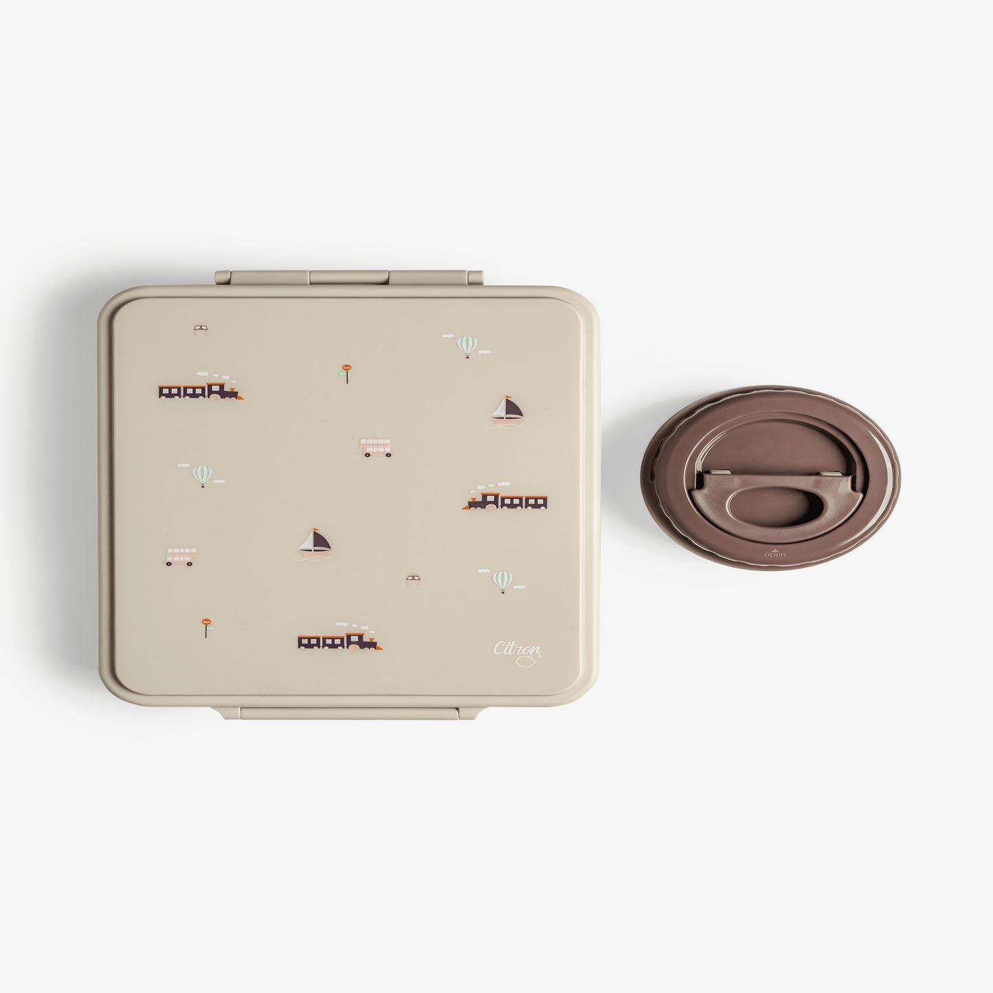 Grand Lunch Box - 4 Compartments - Vehicles + Food Jar