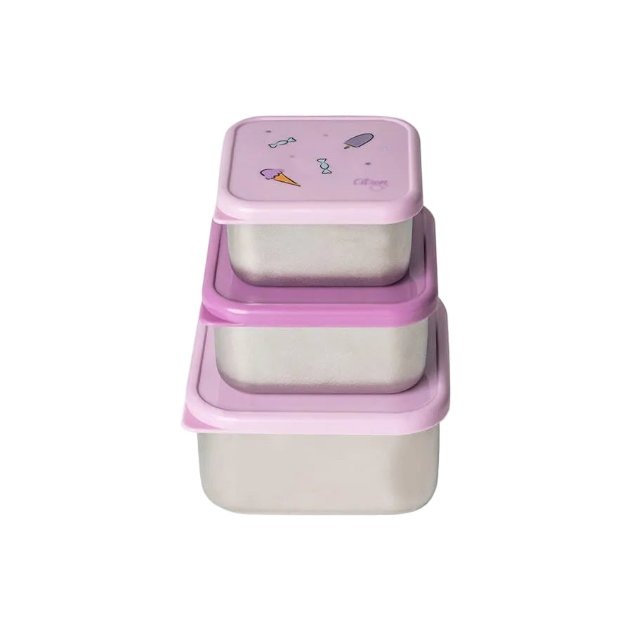 Stackable Stainless steel Lunchbox - Set of 3 - Stormy Unicorn