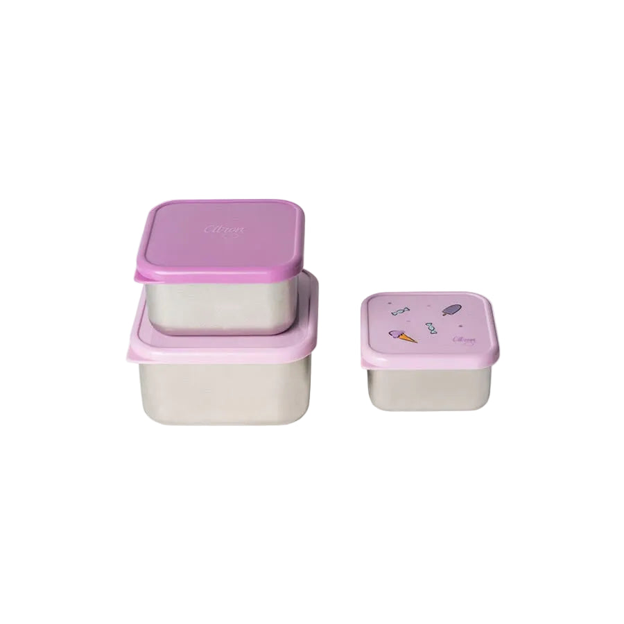 Stackable Stainless steel Lunchbox - Set of 3 - Stormy Unicorn