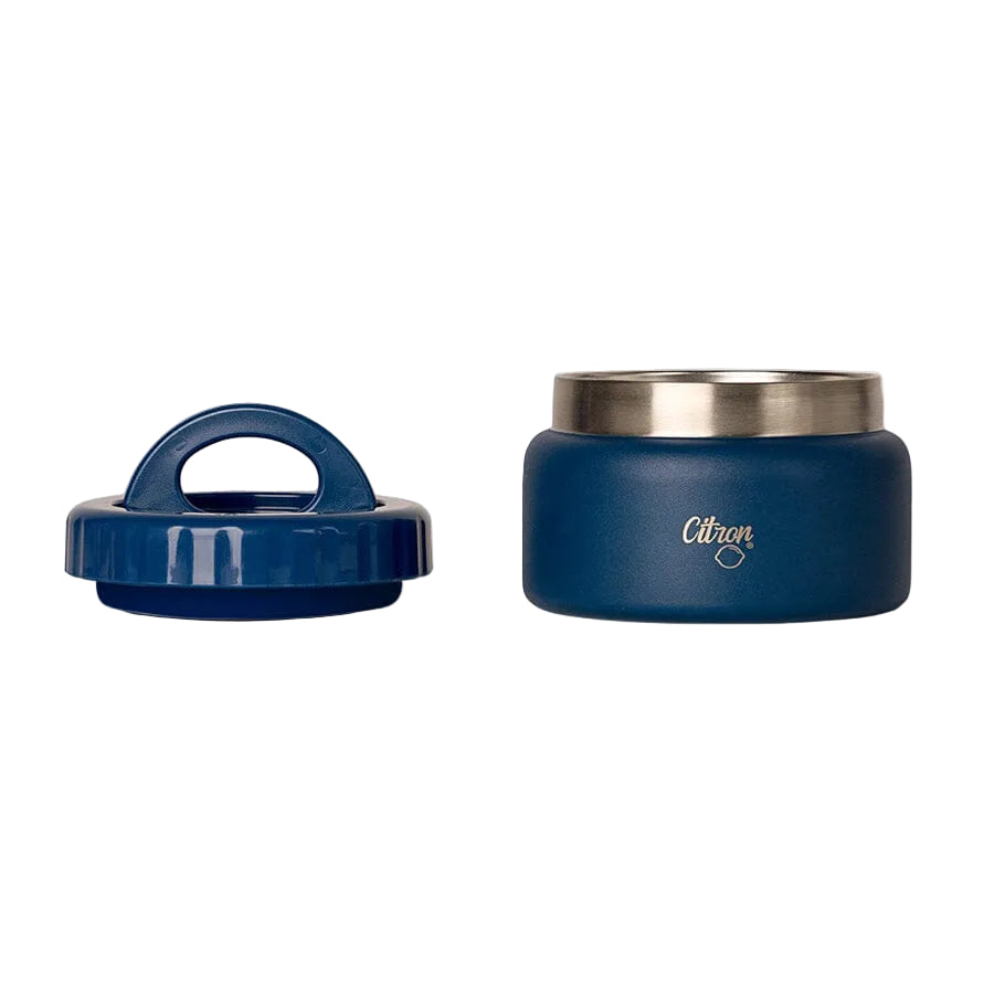 Citron Blue food jar with its lid shown separately