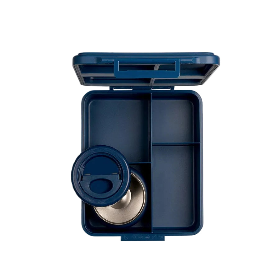 Inside the Citron Dino lunch box with its insulated food jar in place