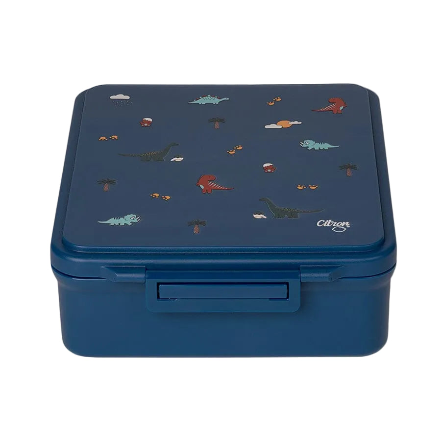 Dinosaur print on the lid of the Citron Grand Lunch Box