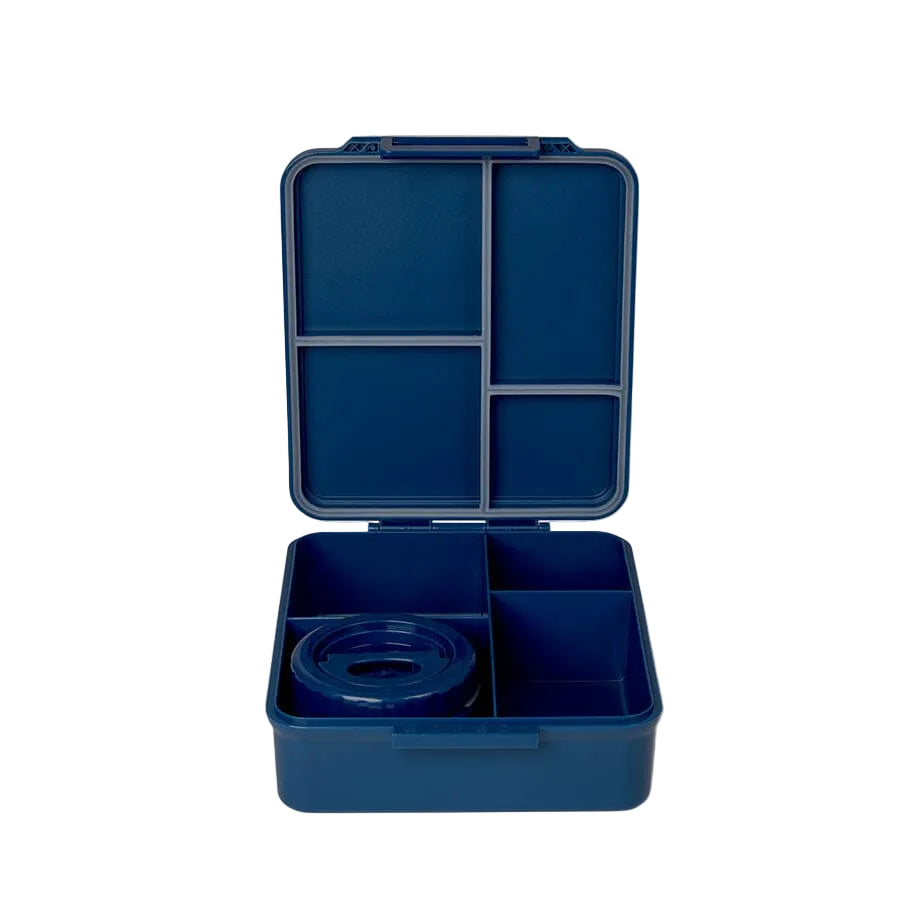 Open Citron Dino bento lunch box showing four food compartments
