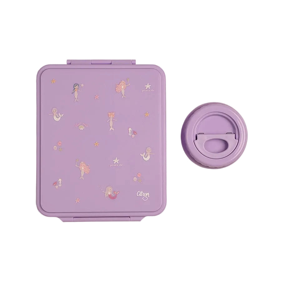 Citron Grand Mermaid kids bento lunch box with included insulated food jar