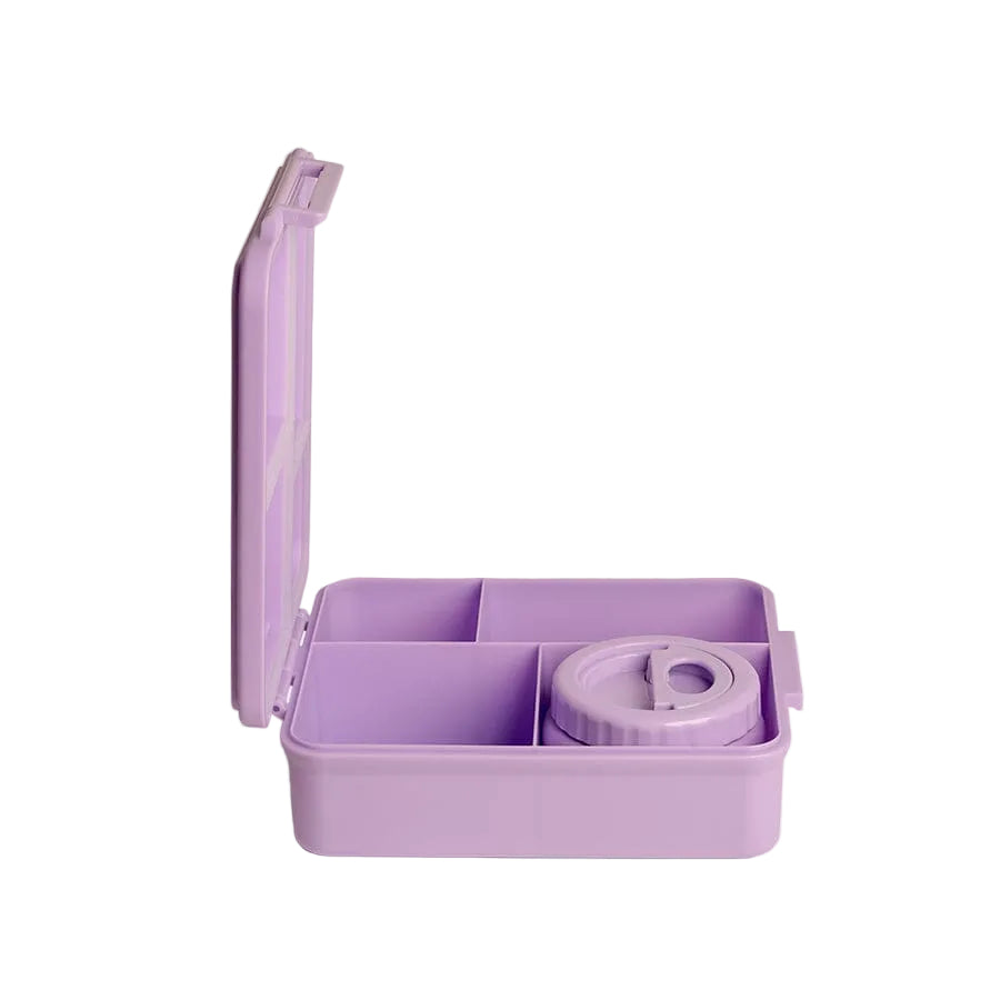 Side view of the open Citron Mermaid bento lunch box