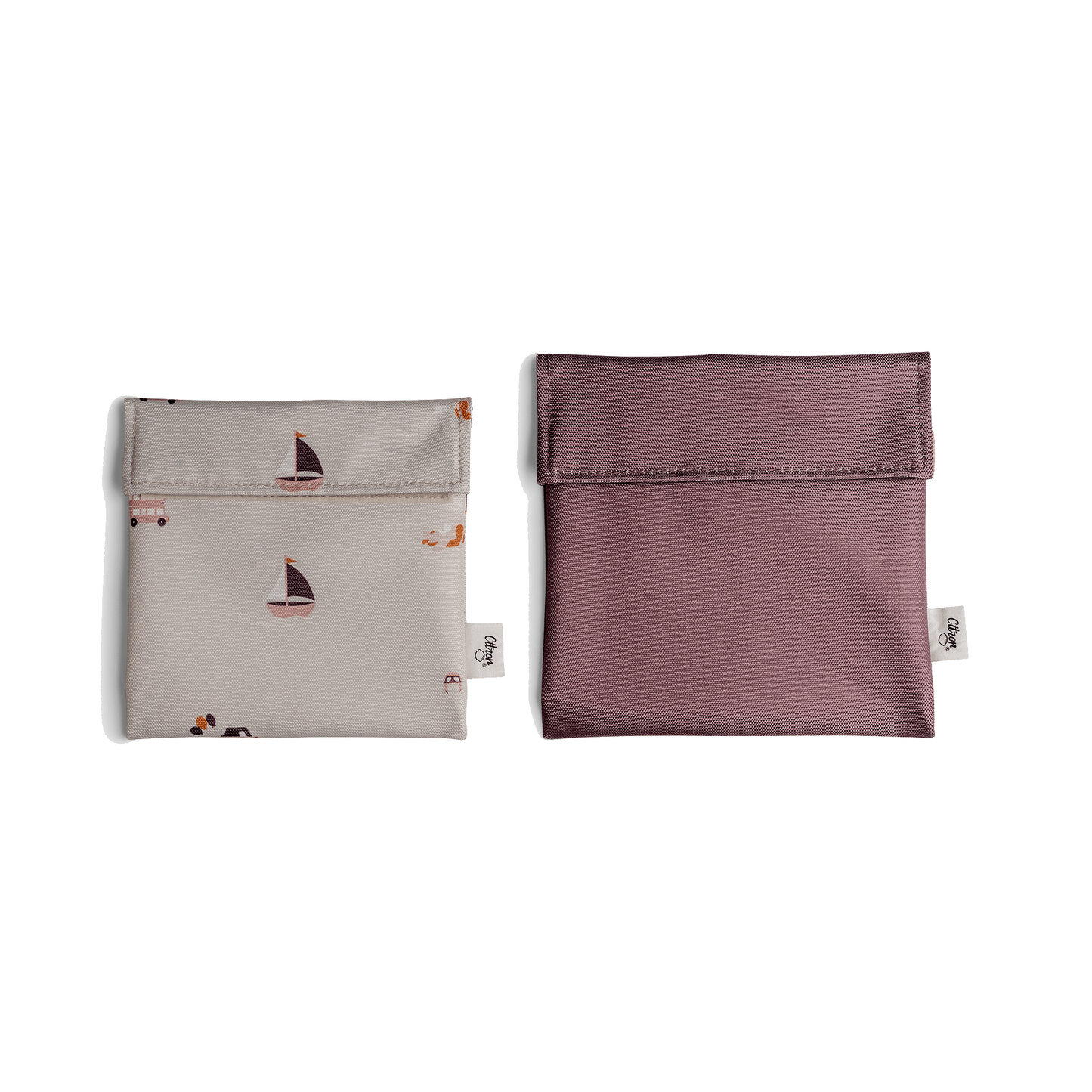 Reusable Sandwich Bag - Set of 2 - Vehicles/Plum