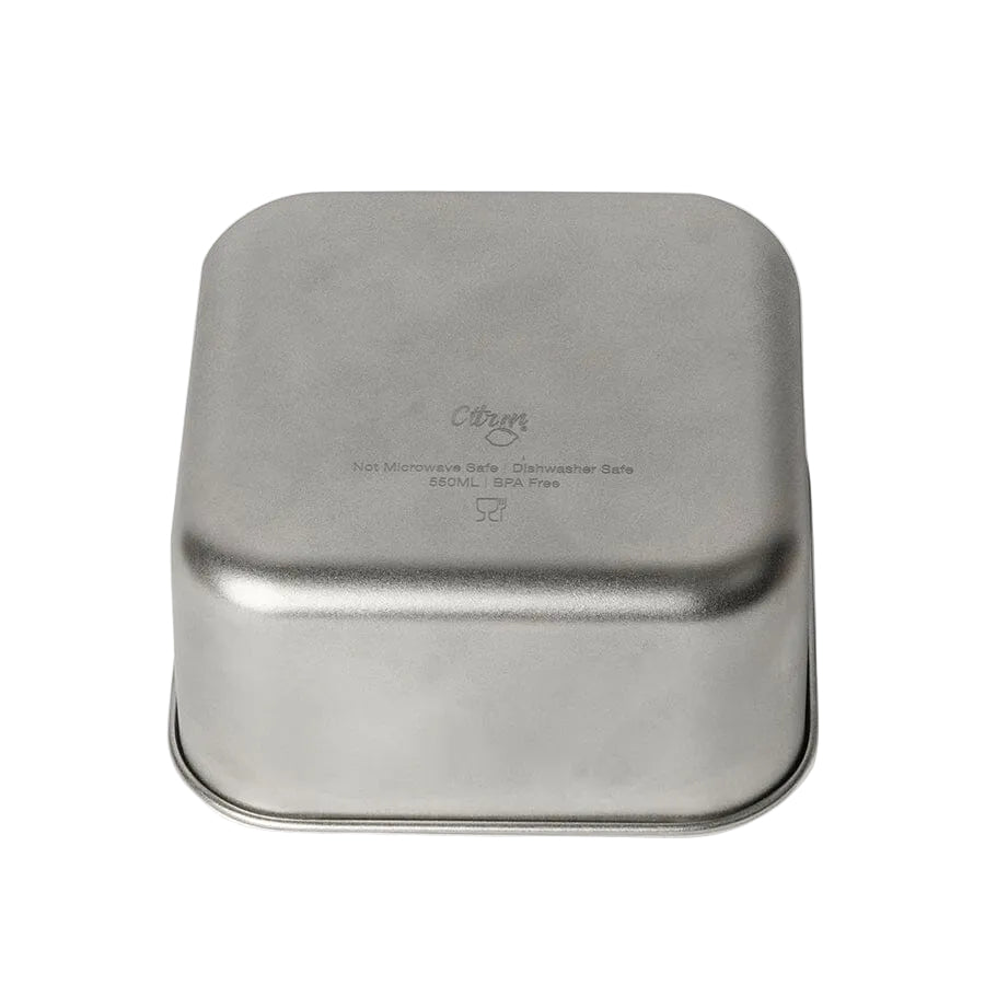 Closed Citron Spaceship stainless steel lunch box with grey lid