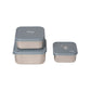 Large, medium and small stainless steel lunch boxes in the Citron Spaceship set