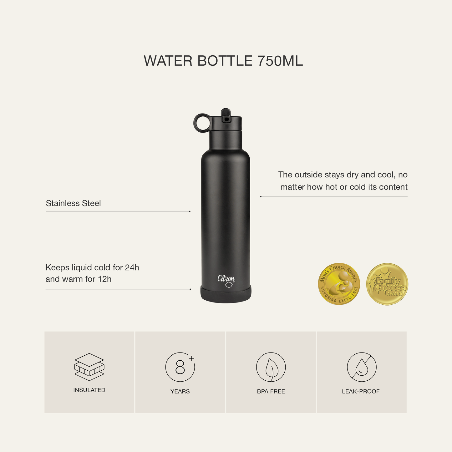 750ml Water Bottle Purple