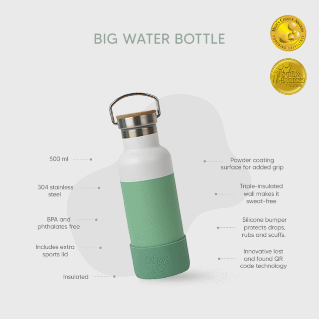 Citron Australia - 500ml QR-Enabled Lost-Proof Water Bottle - Green