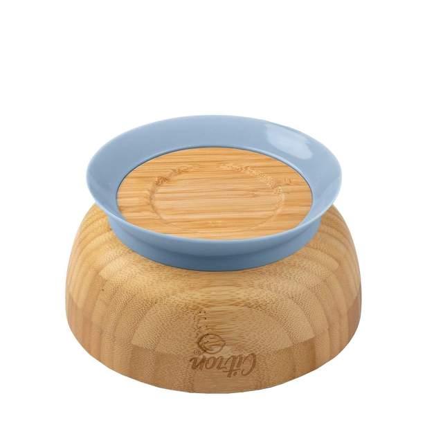 Citron Australia - Bamboo Bowl with Suction and Spoon - Dusty Blue