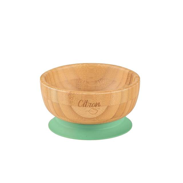 Citron Australia - Bamboo Bowl with Suction and Spoon - Green