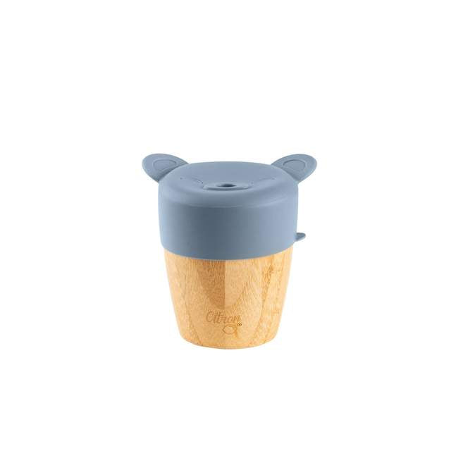 Citron Australia - Bamboo Cup with 2 Lids and Straw - Dusty Blue