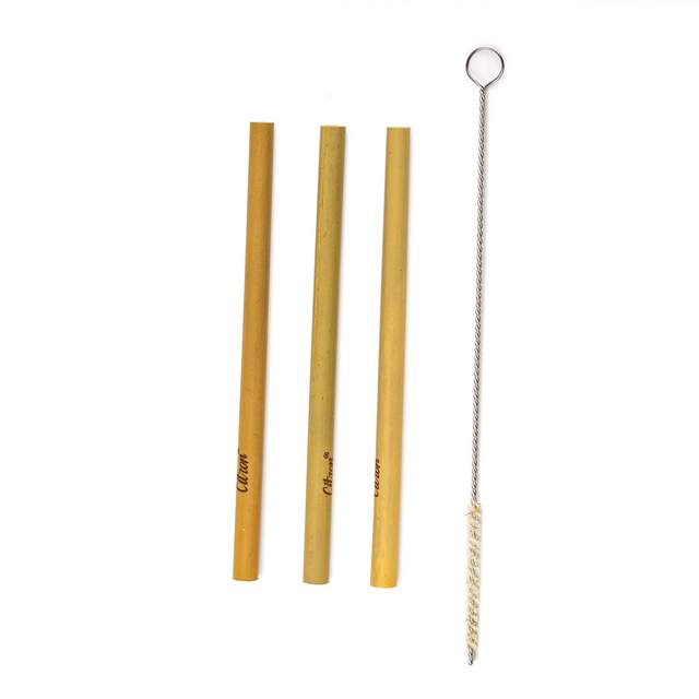 Citron Australia - Set of 3 Bamboo Straws plus Brush