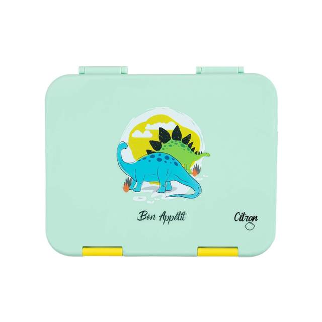 Lunch box Bento Style 4 compartments with Accessories Dino Citron