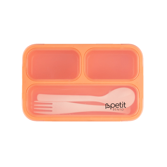 Mini Petit Lunch box 3 Compartments 540ml Leakproof with Fork and Sp